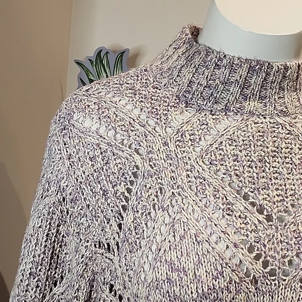 Torrid - Pullover Turtleneck Pointelle Sweater in Lavender - Picture 3 of 13